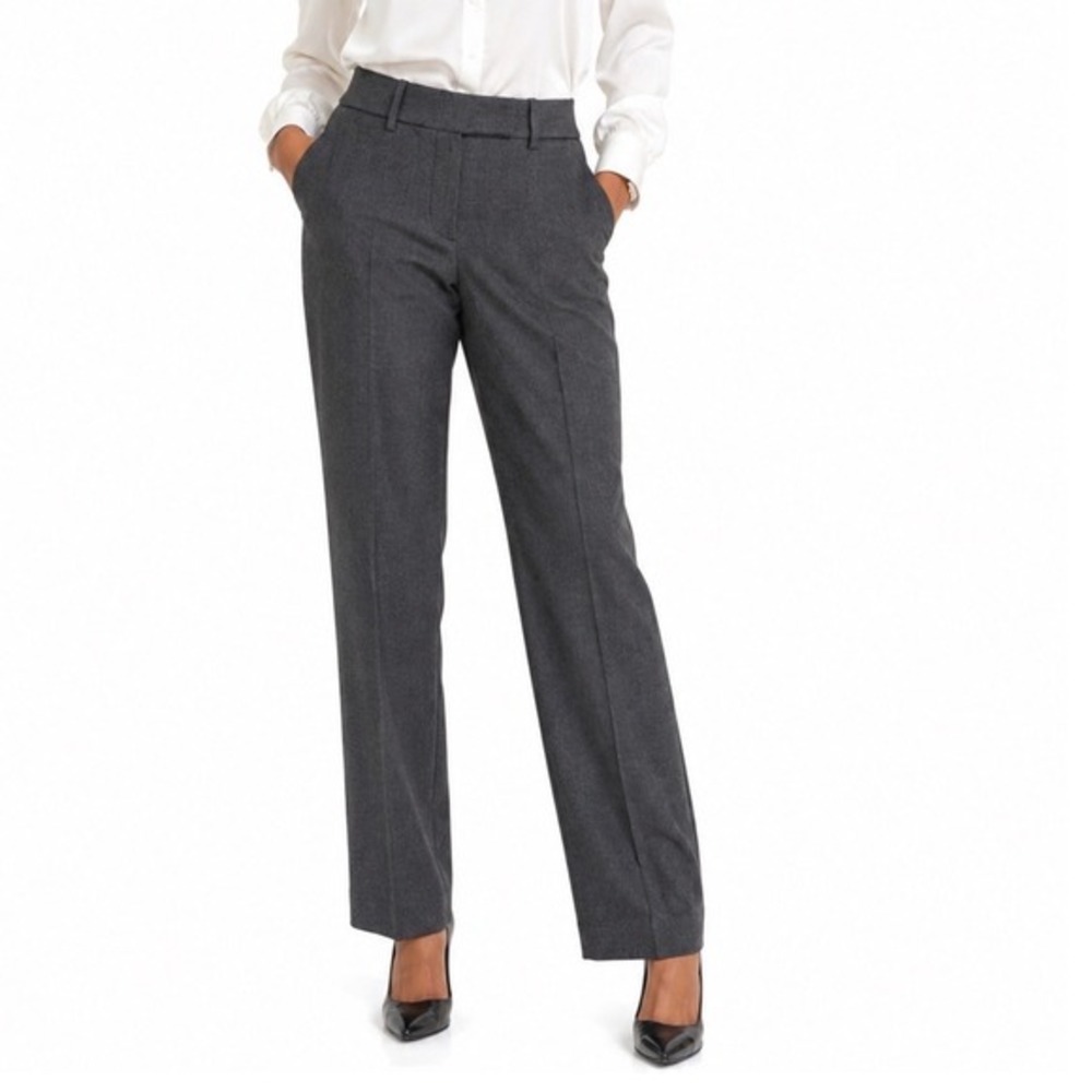 Ann Taylor LOFT Julie Dress Pants 6T Gray Straight Leg Trousers Preppy 54-25